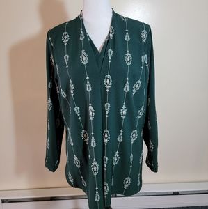 Chicos green V neck dress shirt long sleeves size 8-10